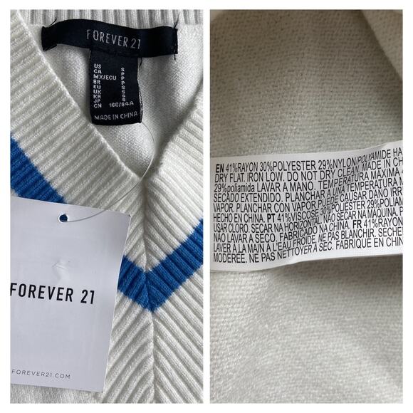 Preppy V Neck Sweater Vest Dress - Women's Size Small - Picture 3 of 4